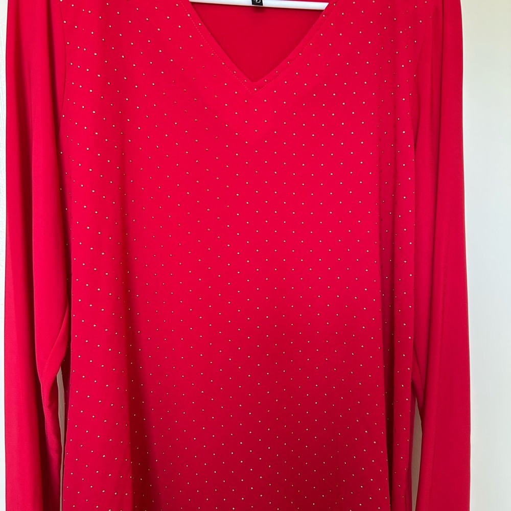 New Directions Red V-Neck Blouse